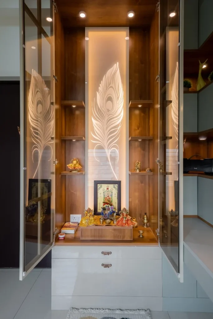 trendy pooja room with glass door ideas for bangalore homes by interior designers