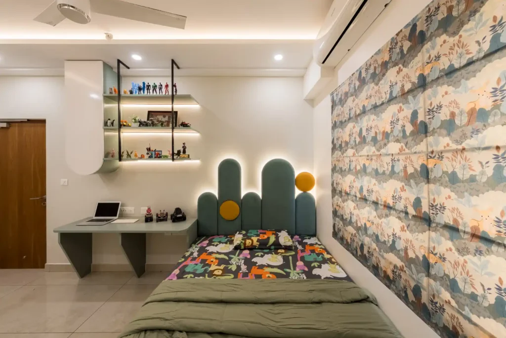 kids room with fun wall panelling