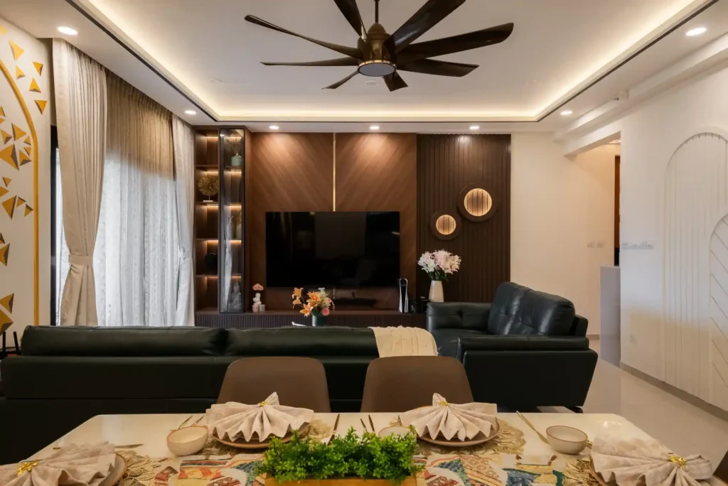 tv unit with wooden panels design for interior design