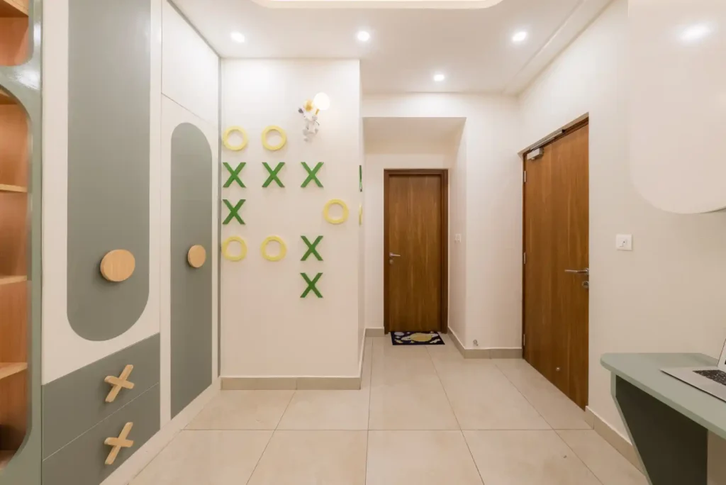children's room with fun wall design
