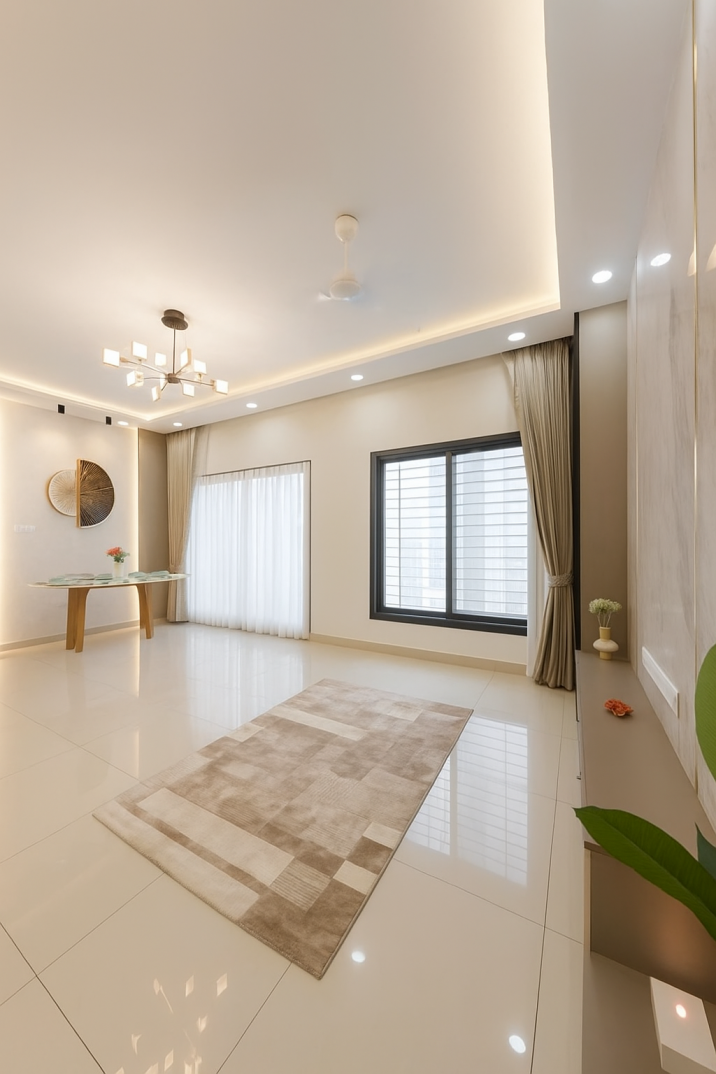 home interior with white ceramic tiles