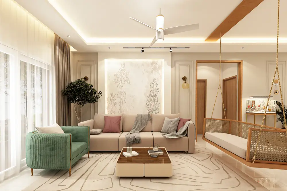 interior designers in bangalore living room design with floating sofa