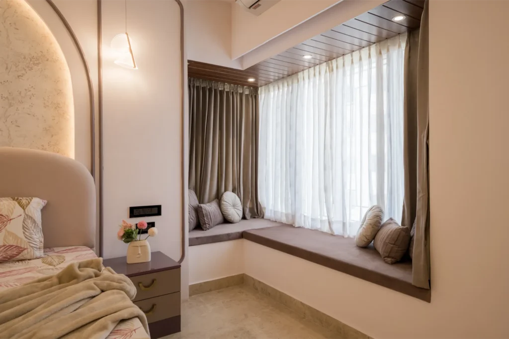 stylish master bedroom interior designed by professional interior designers in hyderabad