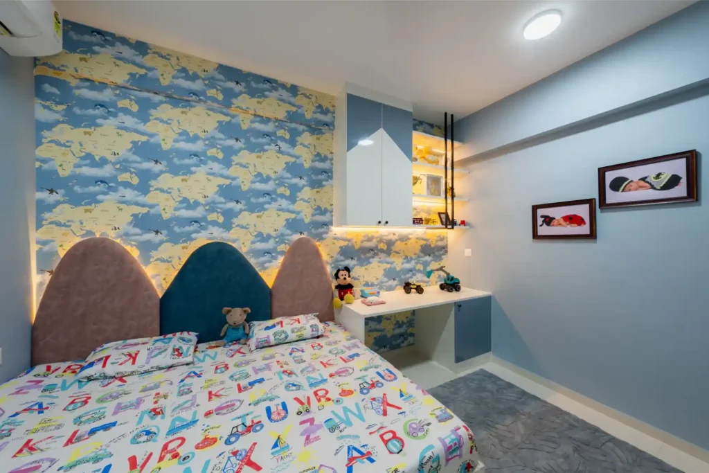 kids room interior design ideas with blue theme