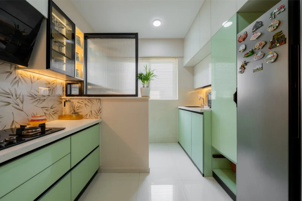 light green colour kitchen theme bangalore