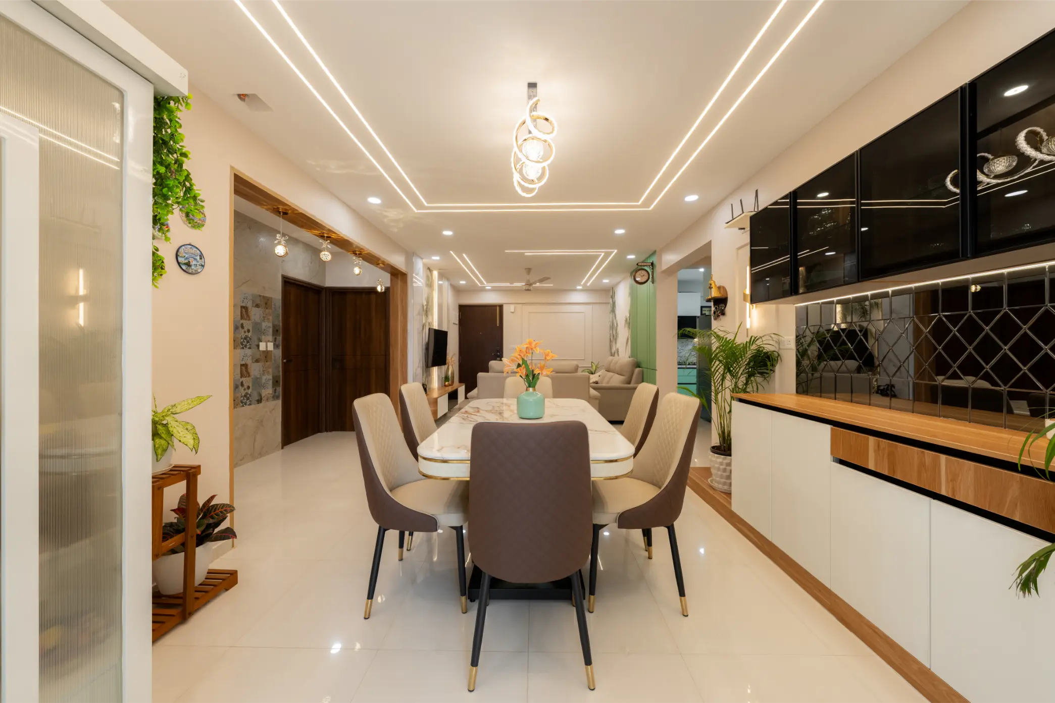 dinning table design and celing lights